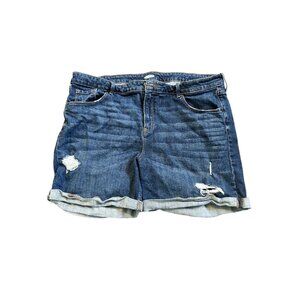 Old Navy Mid Rise Distressed Denim Shorts Women's 16 Cuffed Blue Jean Shorts